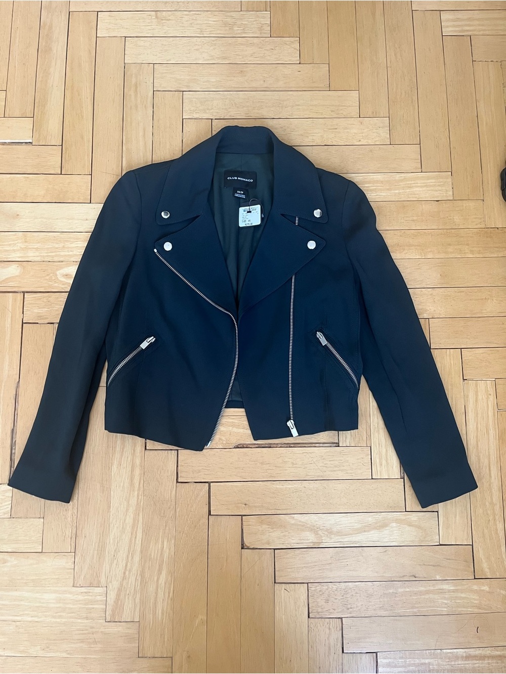 Club Monaco Dark Green Cropped Asymmetrical Moto Jacket Sz XS NWT